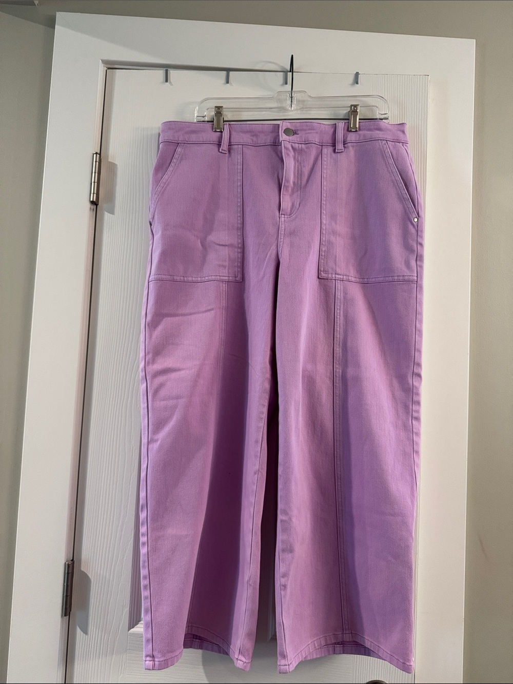 Talbots Lavender Wide-Leg  Cropped Jeans with Patch Pockets